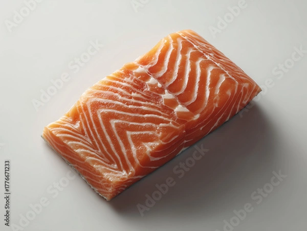 Fototapeta Raw sliced salmon fillet isolated on white background.