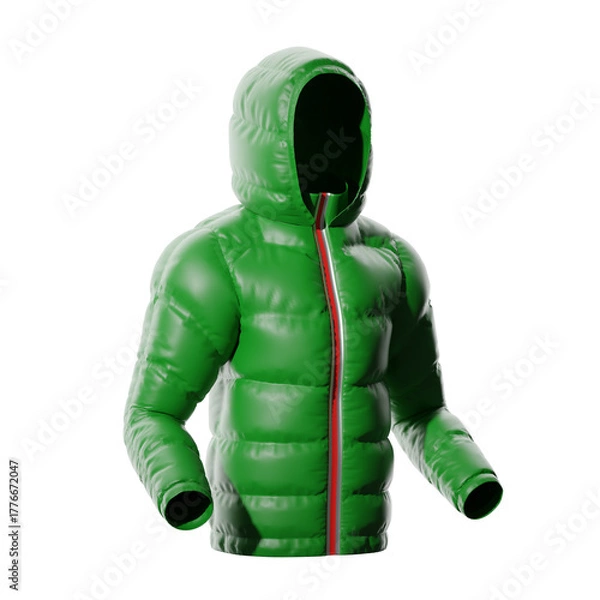 Obraz Christmas Puffer Jacket Mockup, 3/4 View. 3D Illustration