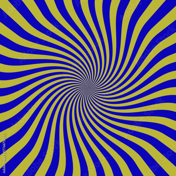 Fototapeta Hypnotic Blue and Gold Swirl: Retro Pop Art Sunburst Background