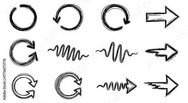 Fototapeta Directional Pathways: Dynamic collection of arrow illustrations, offering versatile visual cues for direction and movement. 