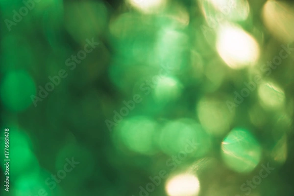 Obraz Green bokeh effect, festive New Year background image