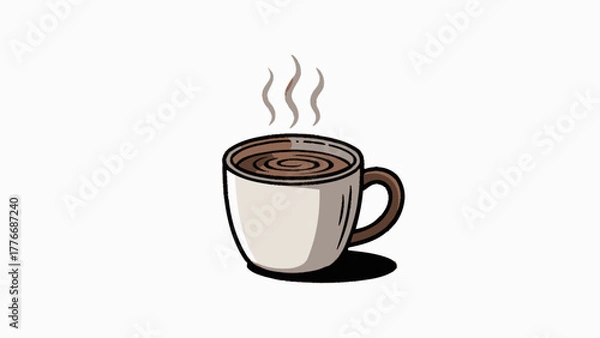 Obraz Steaming Cup of Coffee Illustration on White Background Aromatic Delightful Morning Beverage Concept