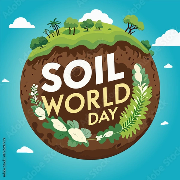 Fototapeta Soil World Day planet, vector art illustration.