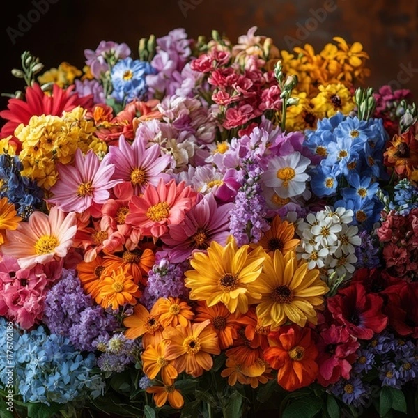 Fototapeta A vibrant bouquet of colorful flowers.