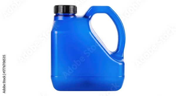 Obraz Blue plastic canister with black cap transparent background