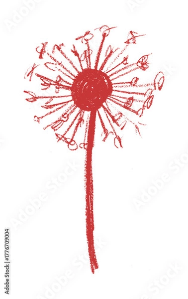 Fototapeta Dandelion Crayon Chalk Wax Drawing Vector