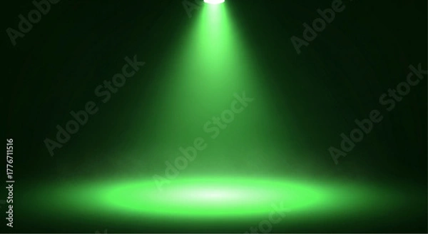 Obraz A vibrant green spotlight bathes a stage or space in a dramatic and captivating display. vector illustration