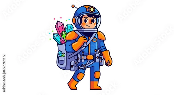 Fototapeta Astronaut Carrier with Gems Exploration in Space and the Pursuit of Treasure