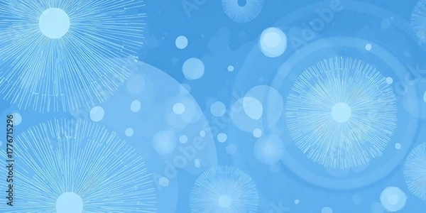 Obraz Soft blue abstract scattered circles stylized sunshine shapes simple pattern
