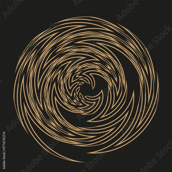 Obraz Abstract gold vortex. Dynamic spiral motion. Dark swirl Vector graphic. Luxury cosmic background.