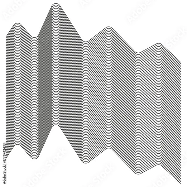 Fototapeta Folded grid surface. Wavy pleated pattern. Geometric shape Vector element. Abstract line structure.