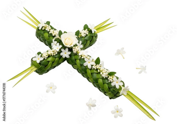 Obraz Floral cross isolated on transparent background