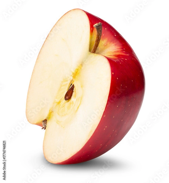 Fototapeta half of red apple isolated on white background. Clipping path