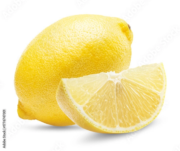 Obraz lemon with slice isolated on white background. Clipping path