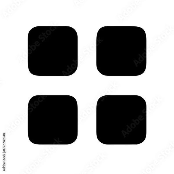 Fototapeta Minimalist App Menu Grid Icon Black Solid Symbol for Navigation, Dashboard, Apps Launcher, List View, and User Interface Design