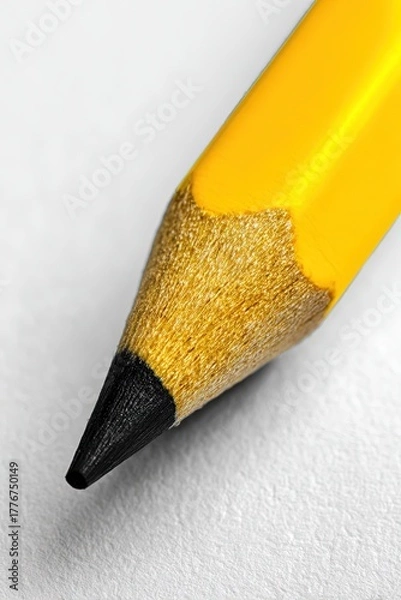 Fototapeta Closeup of yellow number 2 Pencil Point with black lead