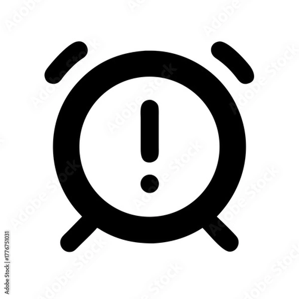 Fototapeta alarm clock icon, exclamation mark clock, alert clock symbol, urgent notification icon, warning alarm clock, time alert indicator, emergency reminder icon, urgent clock alert, warning timer icon, dead
