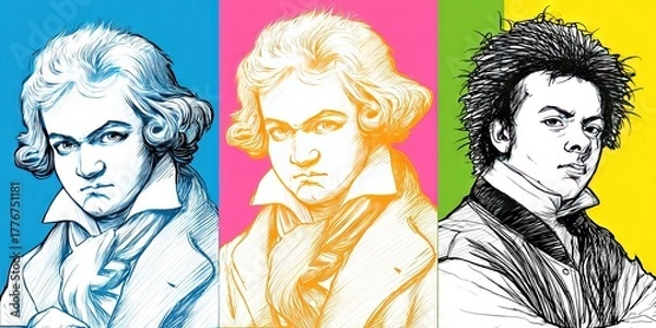 Fototapeta Rap hip-hop group made of classical musicians from history