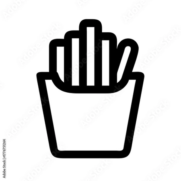 Obraz french fries icon, fries vector, potato fries symbol, fast food icon, snack icon, crispy fries, french fry box, restaurant icon, food delivery app icon, fast food menu symbol, takeout food icon, fried
