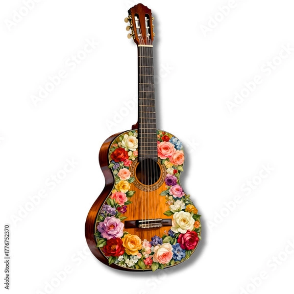 Fototapeta UNA CHITARRA CLASSICA CON FIORI 