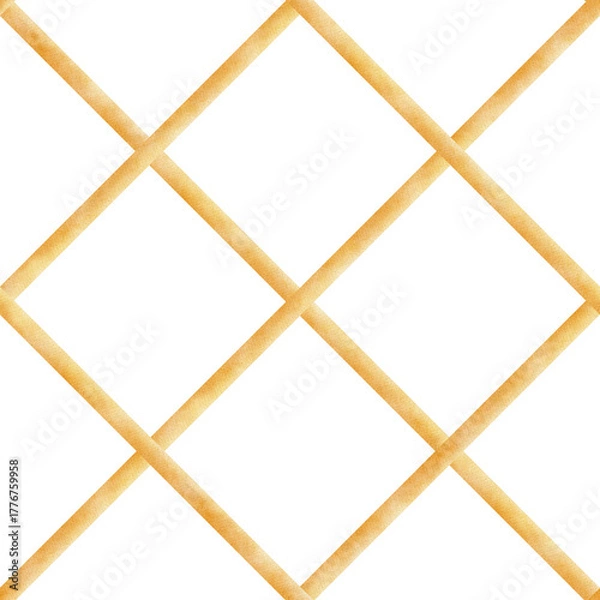 Fototapeta Watercolor seamless pattern with orange, yellow checkered lines. Hand-drawn illustration isolated from background. Rectangular print for textiles, fabrics, packaging, apparel, printing, Halloween