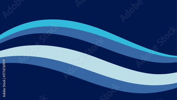 Fototapeta Abstract flowing blue waves on a dark blue background