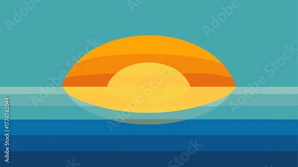 Obraz Illustration of a sunrise over the ocean horizon