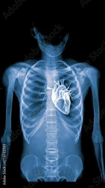 Fototapeta x-ray of broken heart inside ribcage