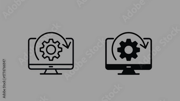 Obraz Print Computer Settings Gear Rotation Update System Icon Vector illustration