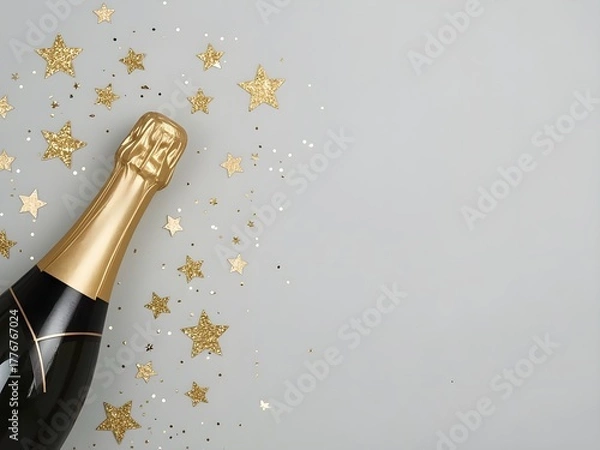Fototapeta Champagne gold celebration sparkles with elegant festive style