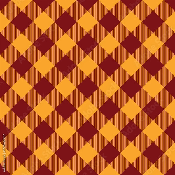 Fototapeta Seamless yellow, red color check heart pattern.Repeating patern plaid. Checkered design for prints.Repeated tartan fabric.Vector scottish fabriс. Ekose texture. Madras flannel.Checker line.