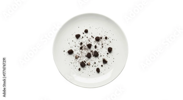 Fototapeta Minimalist cookie crumble dessert on white plate