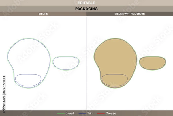 Obraz Mouse pad dieline drawn through vector tracing enhancing printing sharpness packaging balance detailed die line outline supports clean cut edges for stable surface use