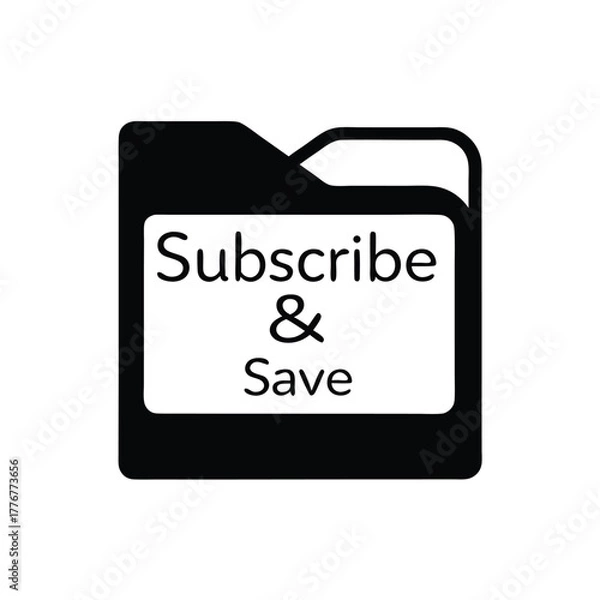 Obraz Black Folder with Subscribe & Save on White Background Message