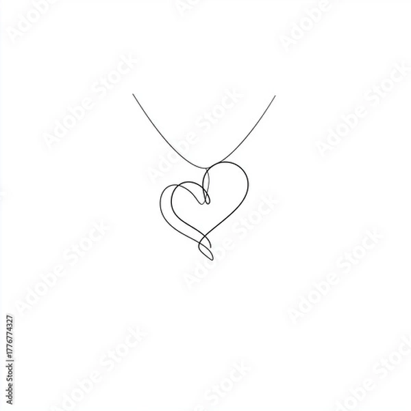 Obraz Heart-shaped pendant necklace in minimalistic design for Valentine’s Day  