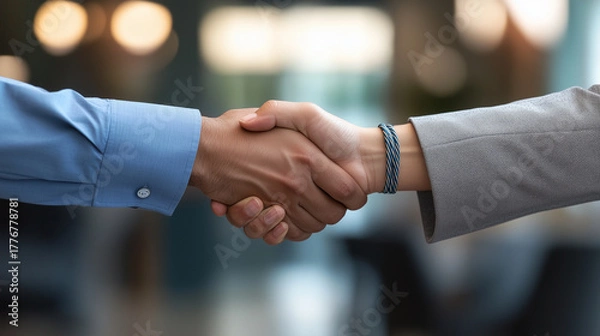 Fototapeta Professional Handshake with Subtle Paracord Bracelets