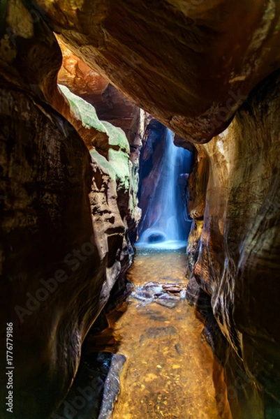 Obraz Waterfall inside a cave in Ouro Preto, Minas Gerais state.