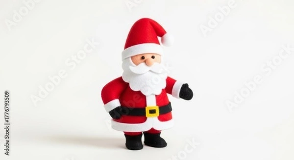 Obraz Felt Christmas Santa Claus photo on a solid white background, holiday graphic, Craft
