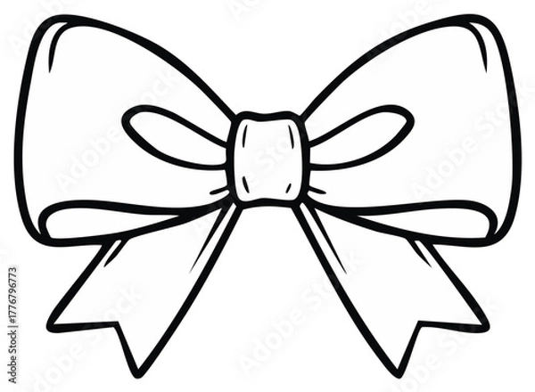 Fototapeta Classic Black and White Bow Outline Simple Ribbon Decoration