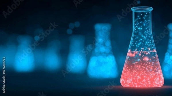 Fototapeta Glowing stars in glass flask enchanting light display captivating glass flask holds luminous stars magical wonder