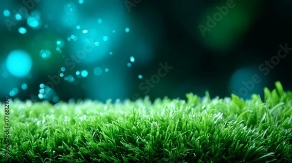 Fototapeta Vibrant green grass field close up nature s beauty discover lush green grass texture in detailed close up view