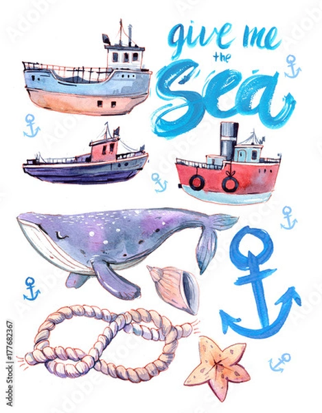 Fototapeta Set of nautical objects