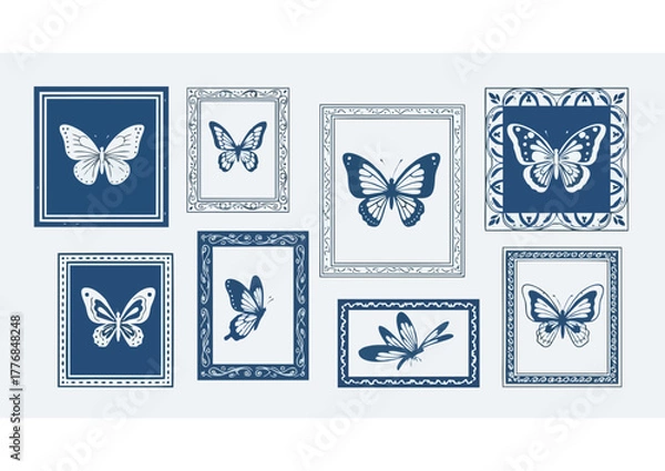 Fototapeta Cute cartoon butterfly character illustration with pastel colors and happy face