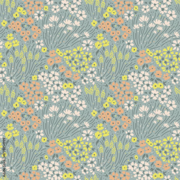 Fototapeta Seamless floral pattern with ditsy flowers