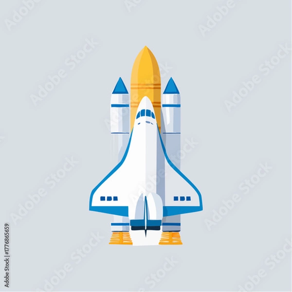 Fototapeta Rocket launch - spaceship launching into the sky