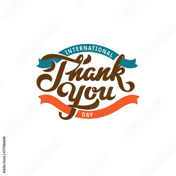 Obraz Thank you Text Lettering calligraphic composition vector Poster