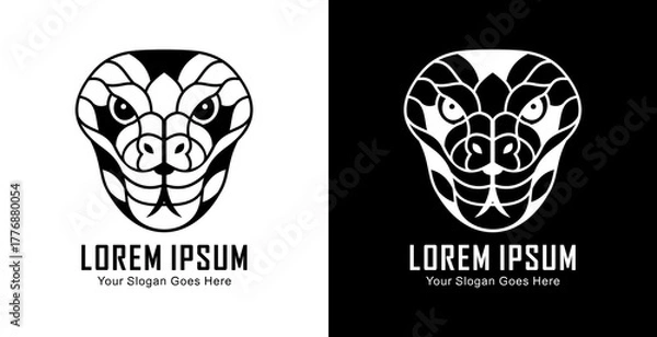 Fototapeta Snake head logo design with modern semi-line art style