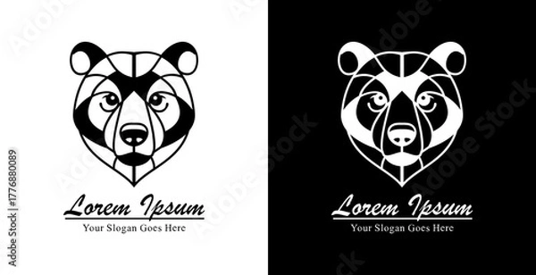 Fototapeta Bear head logo design with modern semi-line art style