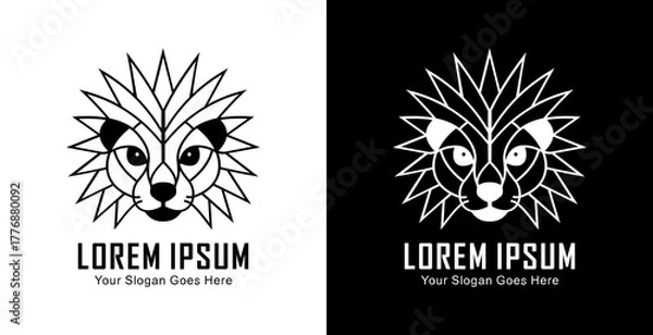 Fototapeta Hedgehog head logo design with modern semi-line art style