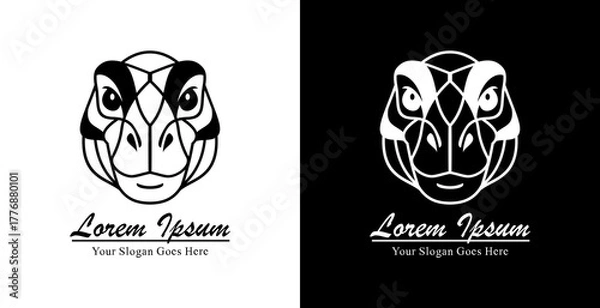 Fototapeta Dinosaur head logo design with modern semi-line art style